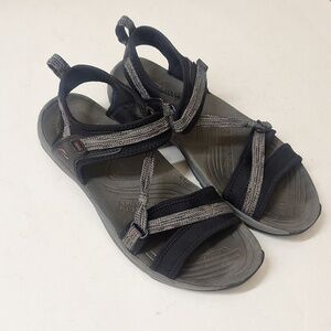 ABEO Bio System Brynn Sandals Black Low Heel Size 8 Built in Orthotics